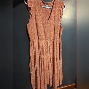 Old Navy Terracotta Midi Dress with Ruffle Detail